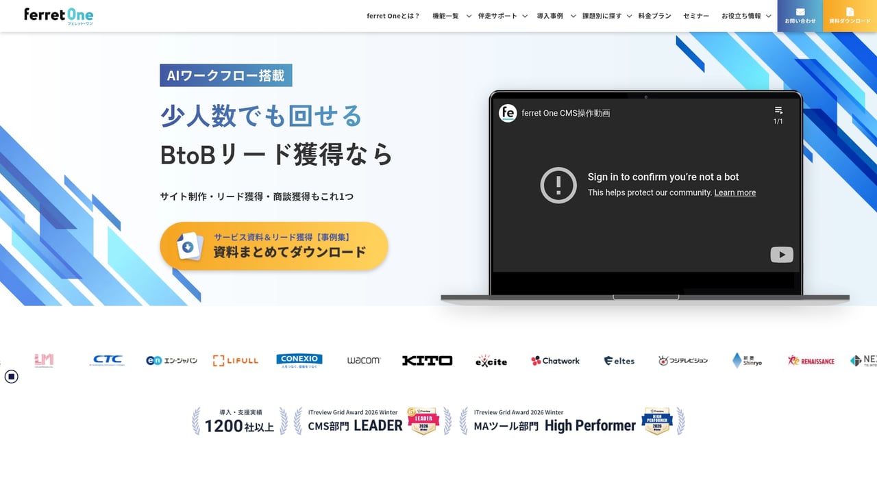 Screenshot of Ferret One website