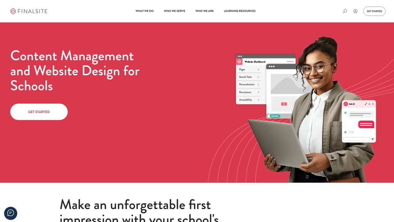 Screenshot of Finalsite website