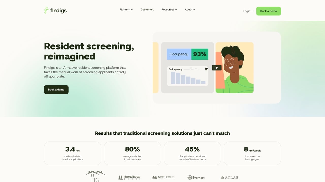 Screenshot of Findigs website