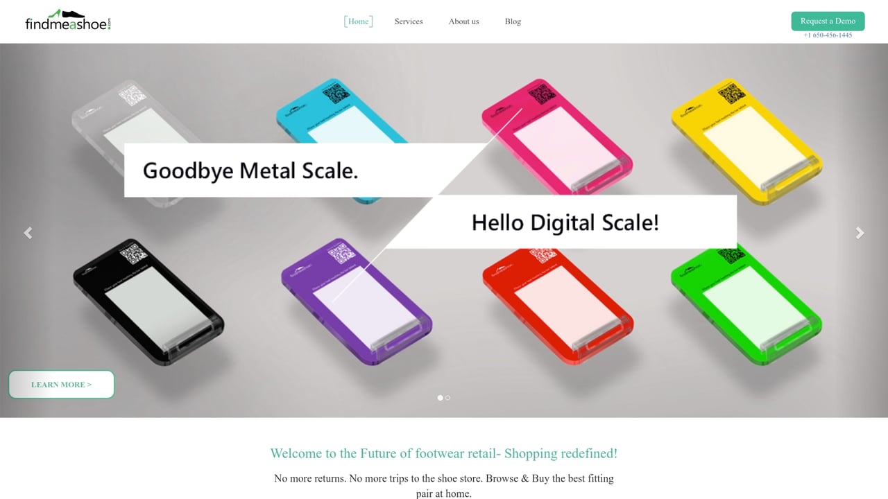 Screenshot of Findmeashoe website