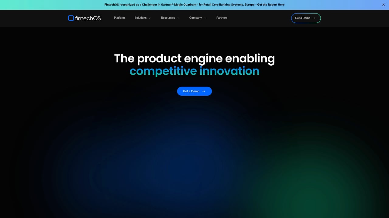 Screenshot of FintechOS website