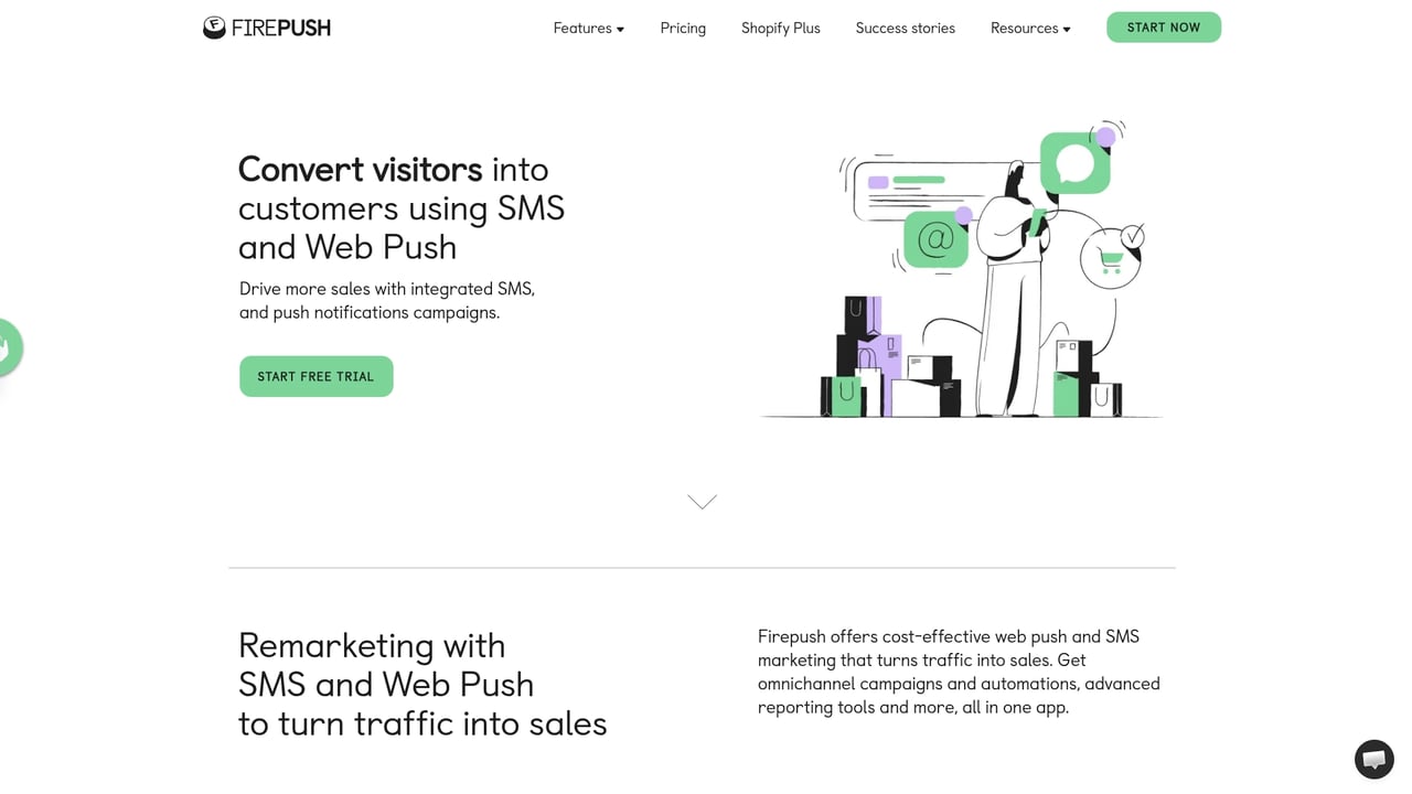 Screenshot of Firepush website