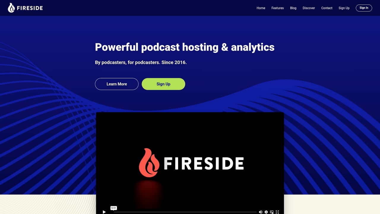Screenshot of Fireside website
