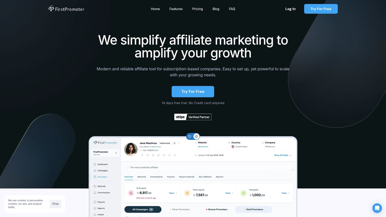 Screenshot of FirstPromoter website