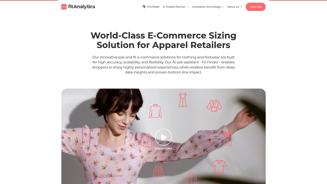 Screenshot of Fit Analytics website