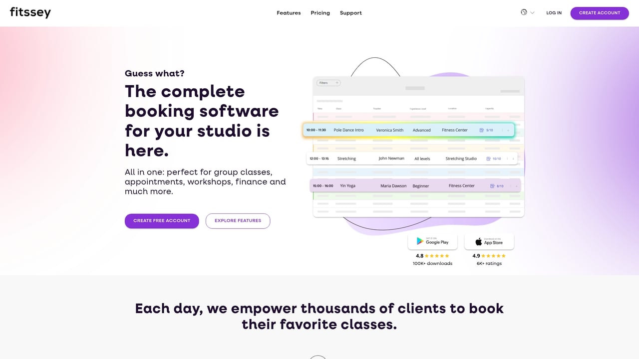 Screenshot of Fitssey website