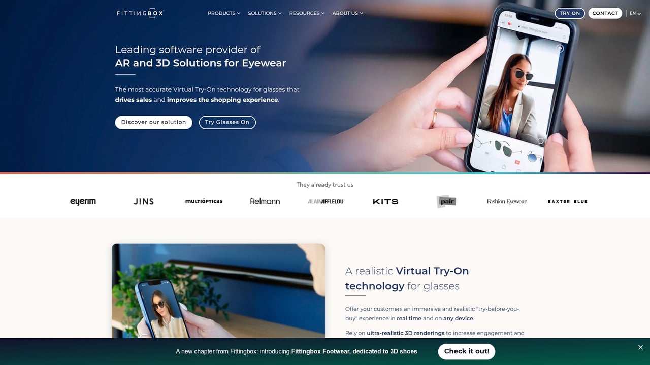 Screenshot of Fittingbox website