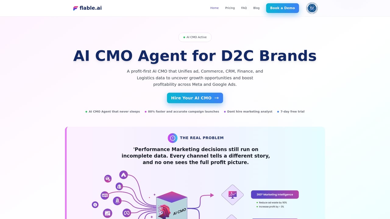 Screenshot of Flable website