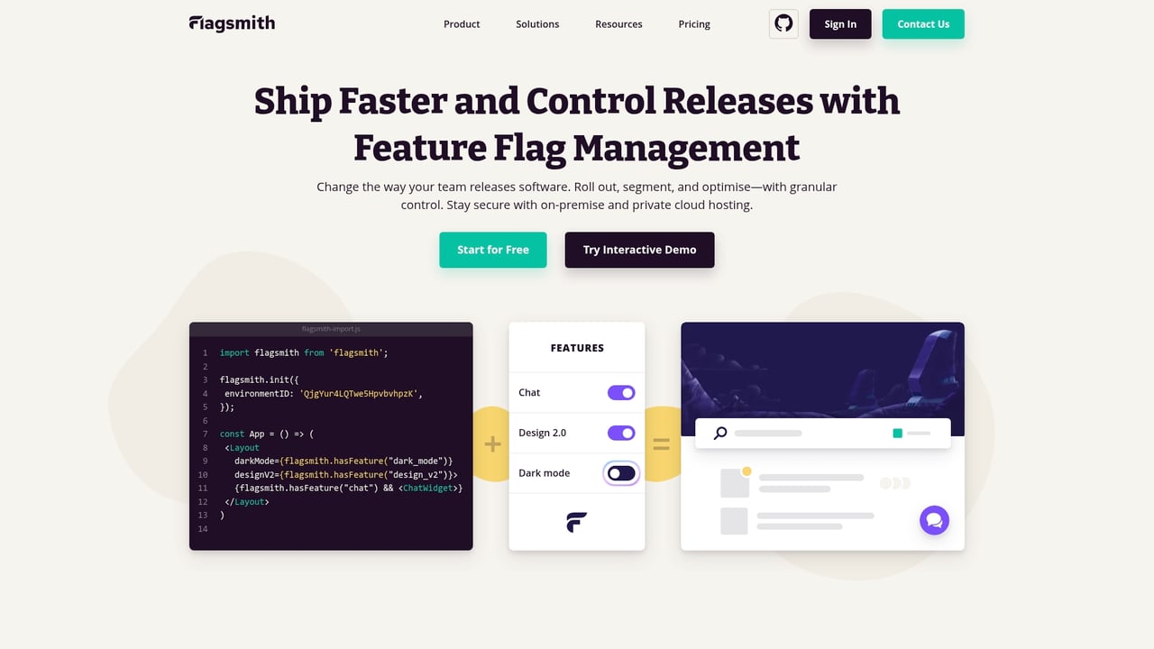 Screenshot of FlagSmith website