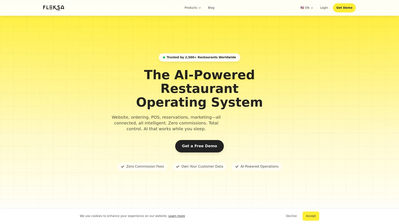 Screenshot of Fleksa website