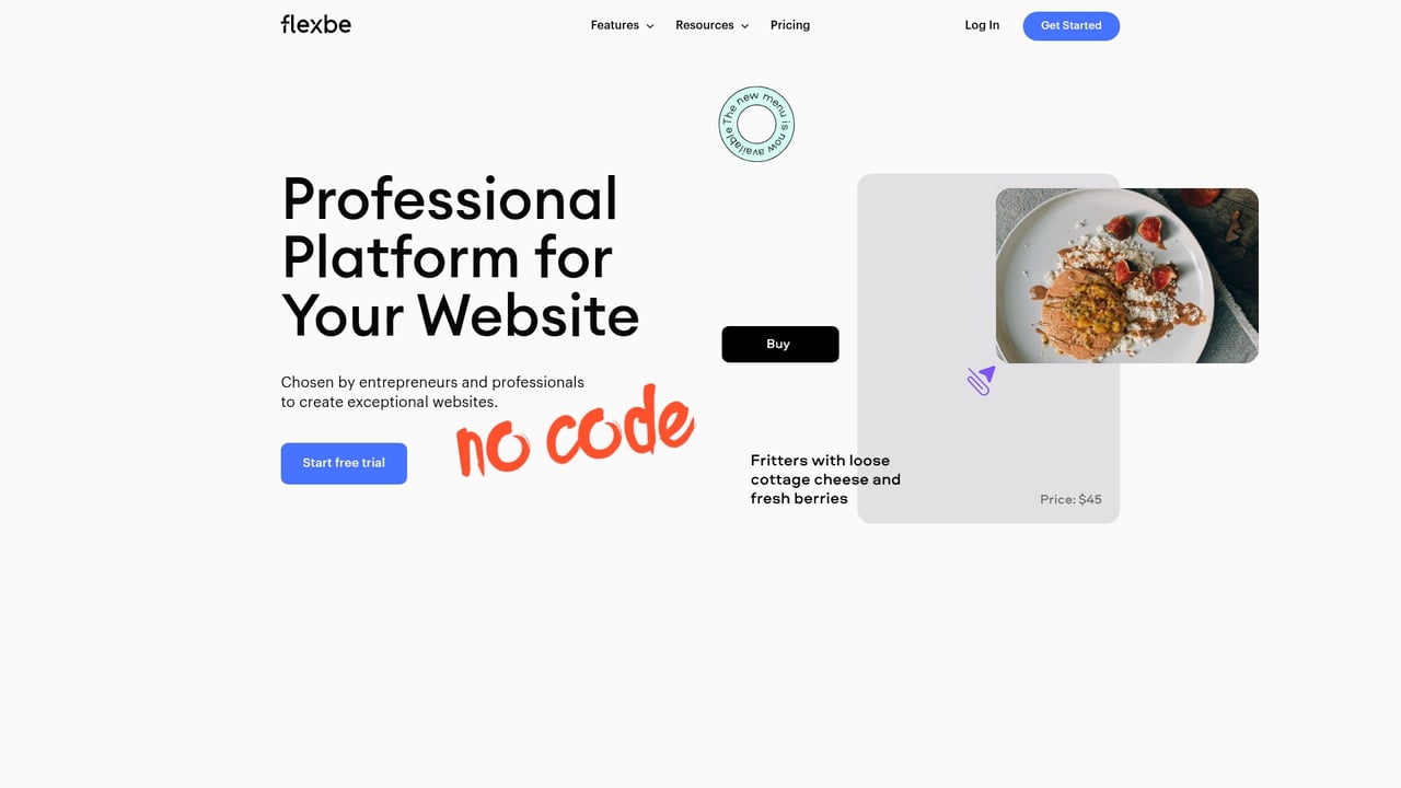 Screenshot of Flexbe website