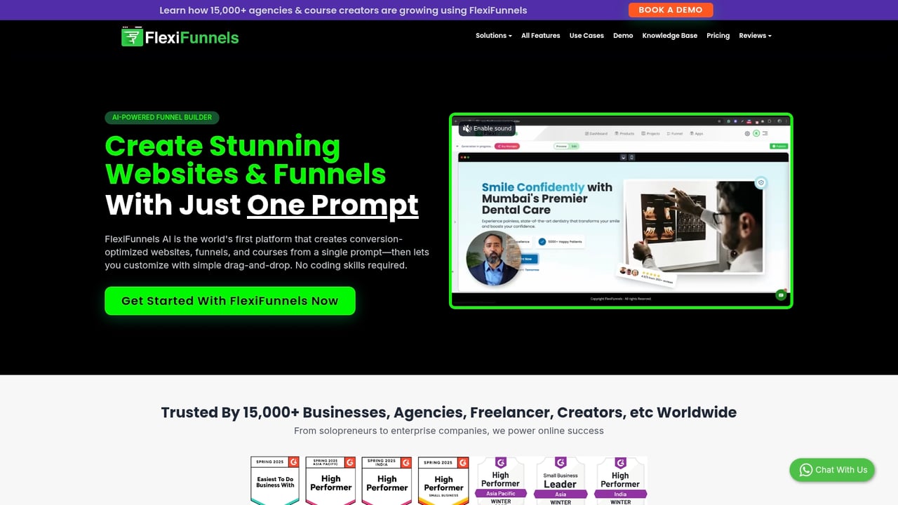 Screenshot of FlexiFunnels website