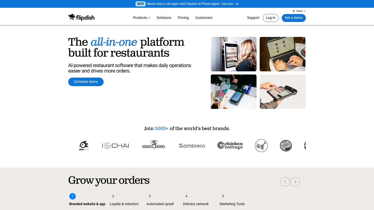 Screenshot of Flipdish website