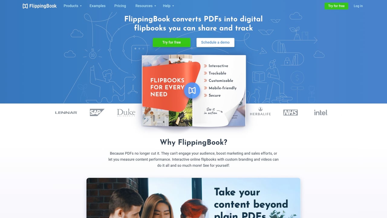 Screenshot of FlippingBook website