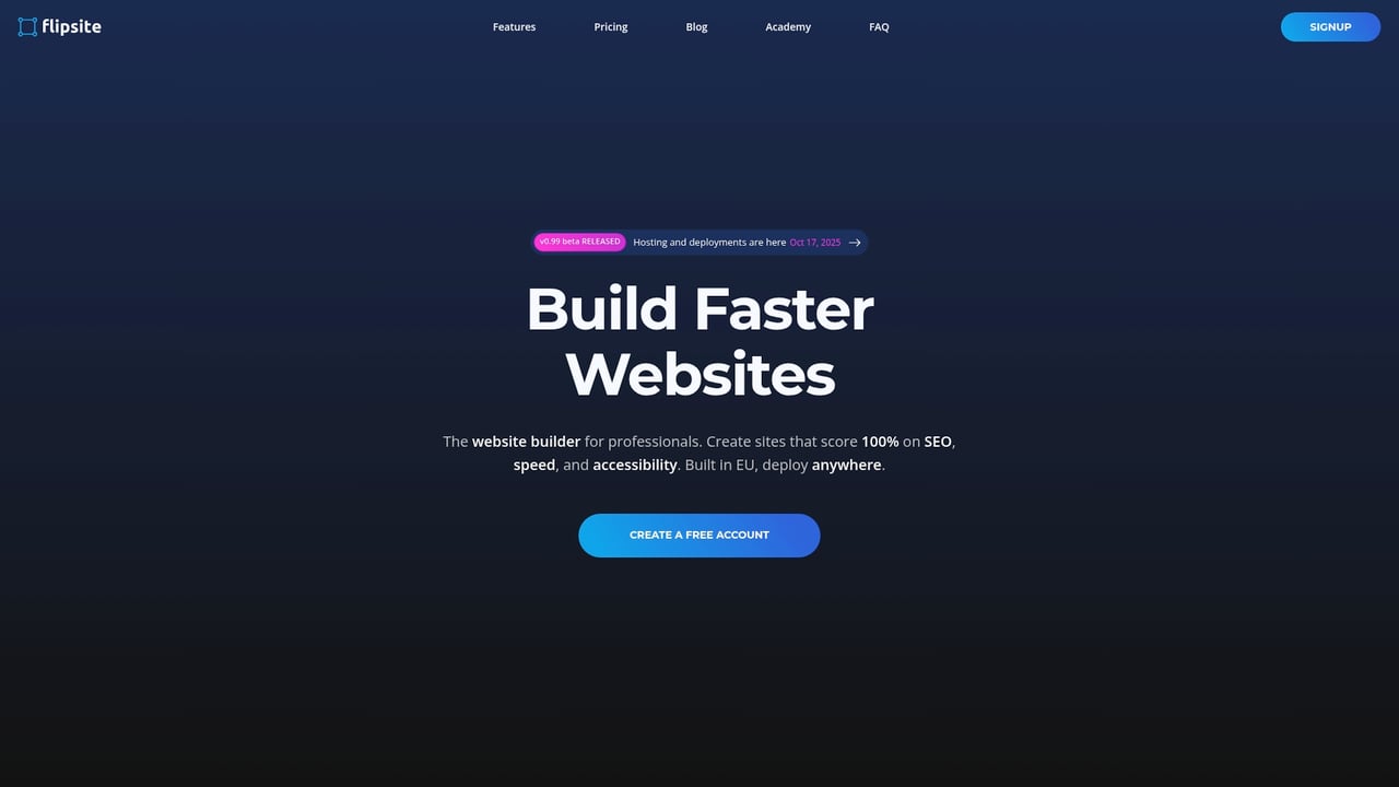 Screenshot of Flipsite website