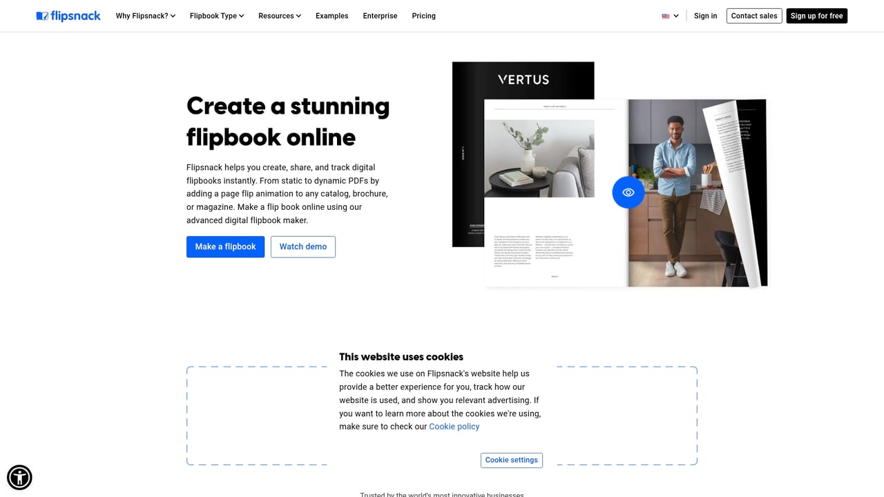 Screenshot of Flipsnack website