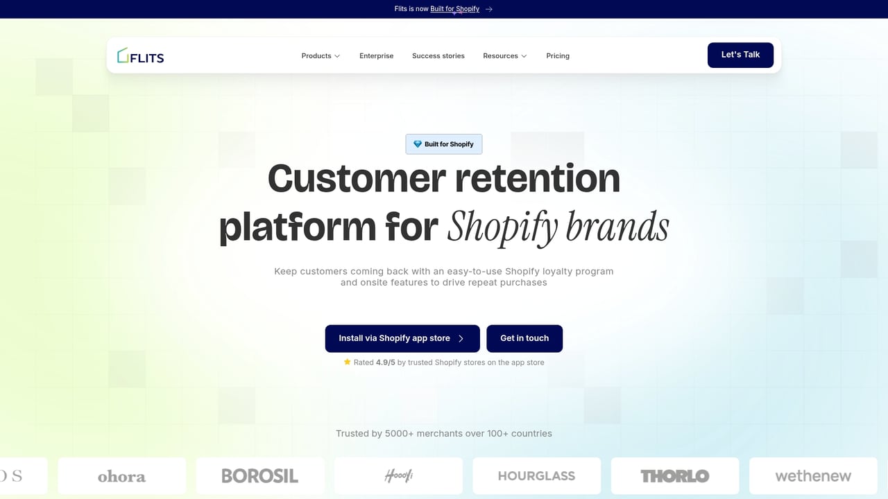 Screenshot of Flits website