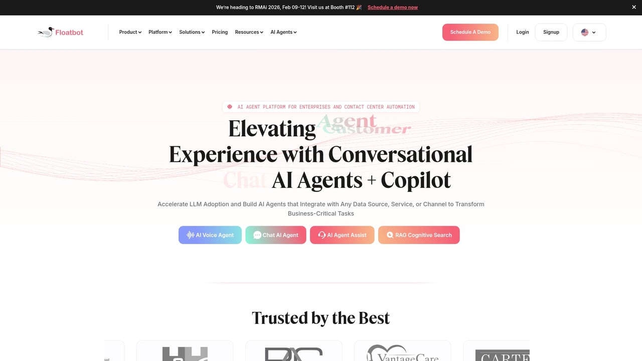 Screenshot of Floatbot website