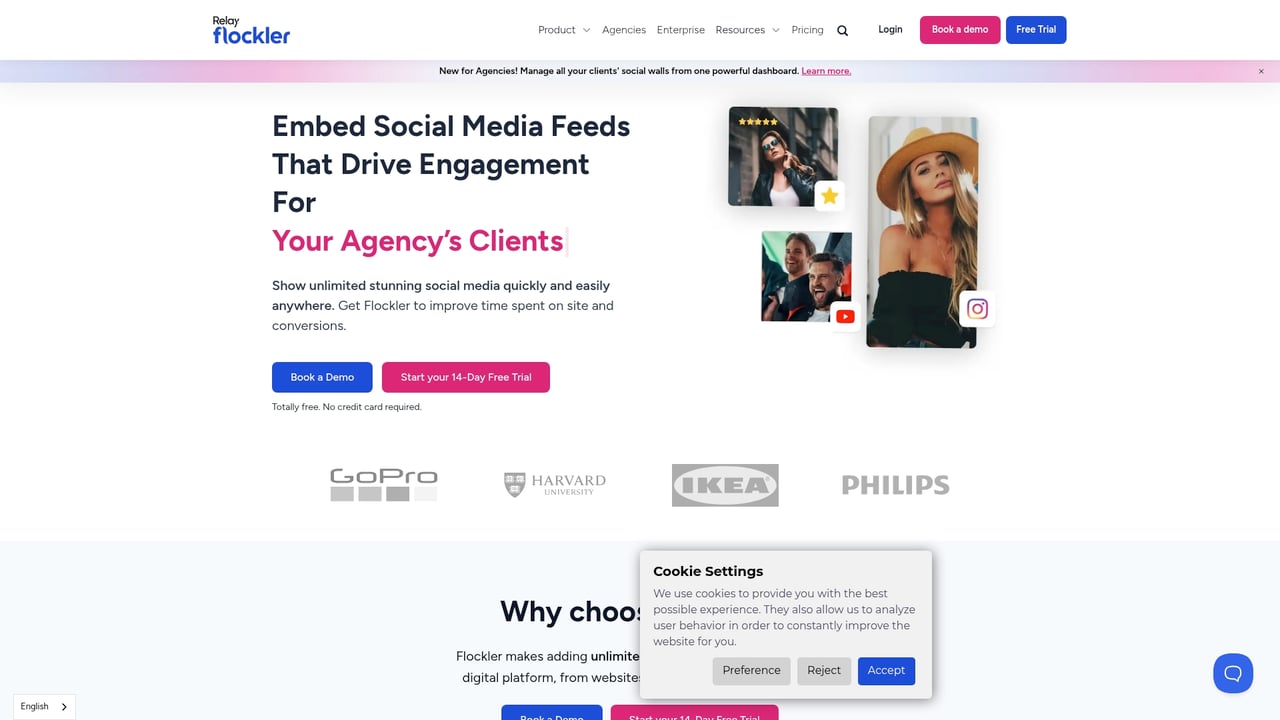 Screenshot of Flockler website