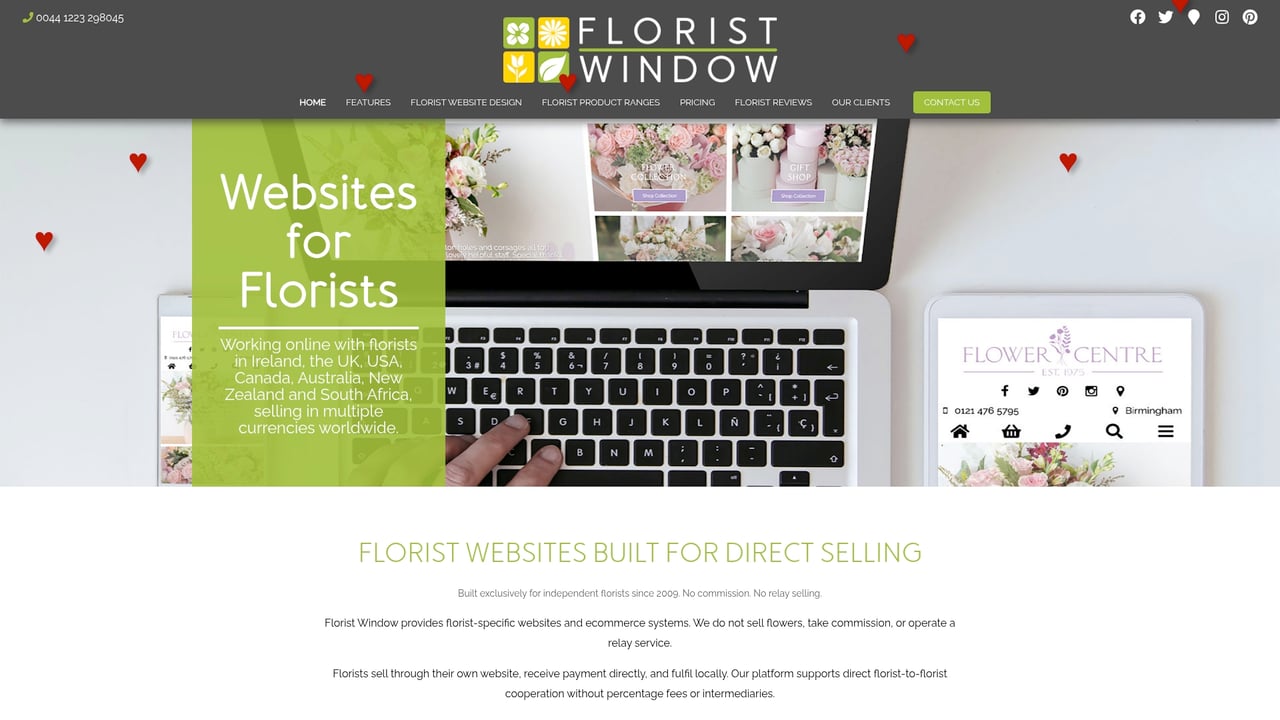 Screenshot of Florist Window website
