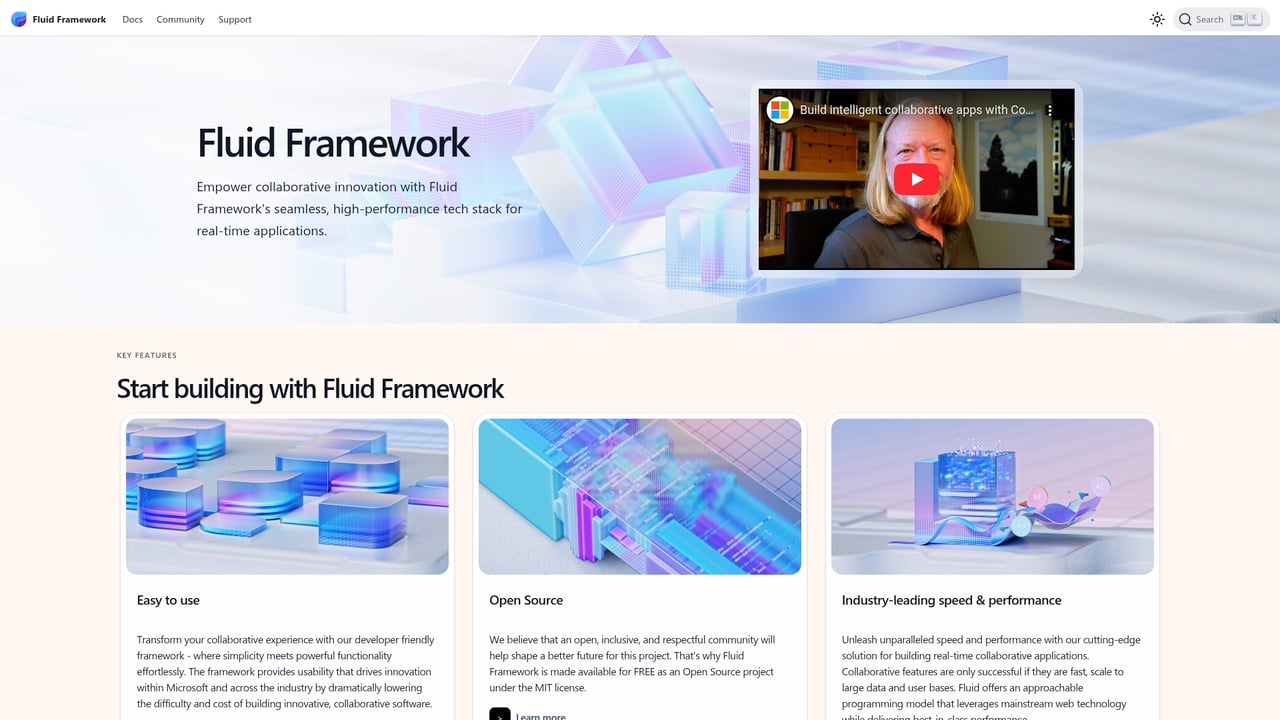 Screenshot of Fluid Framework website