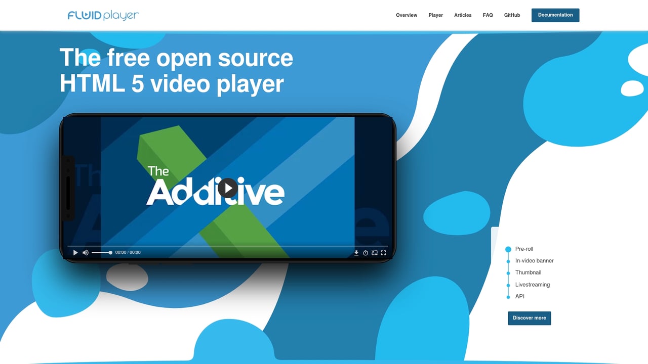 Screenshot of Fluid Player website