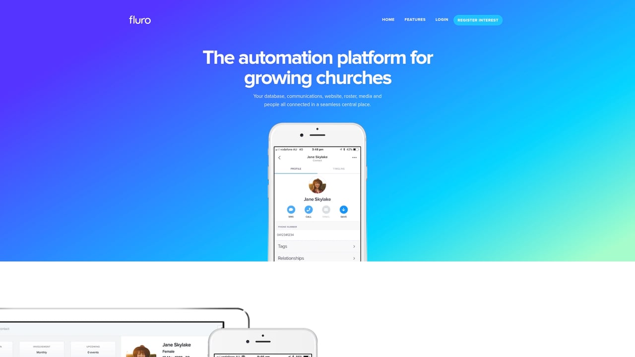 Screenshot of Fluro website