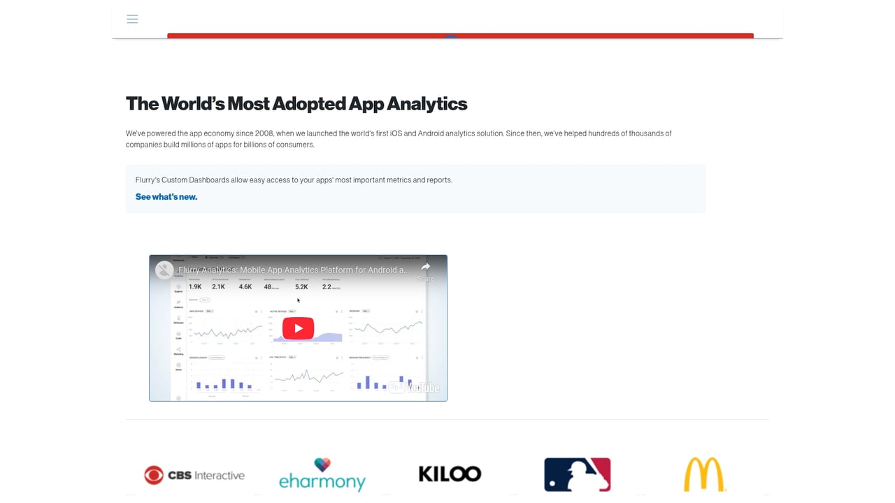 Screenshot of Flurry Analytics website