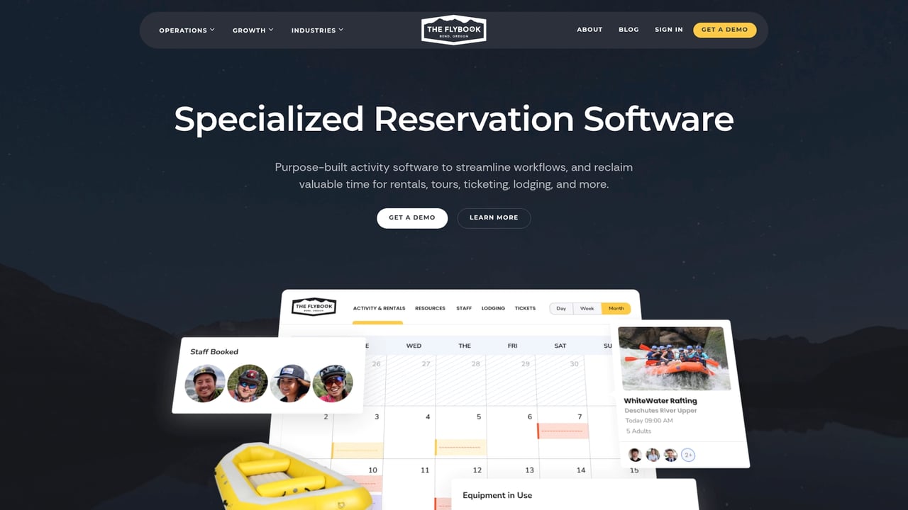 Screenshot of Flybook website