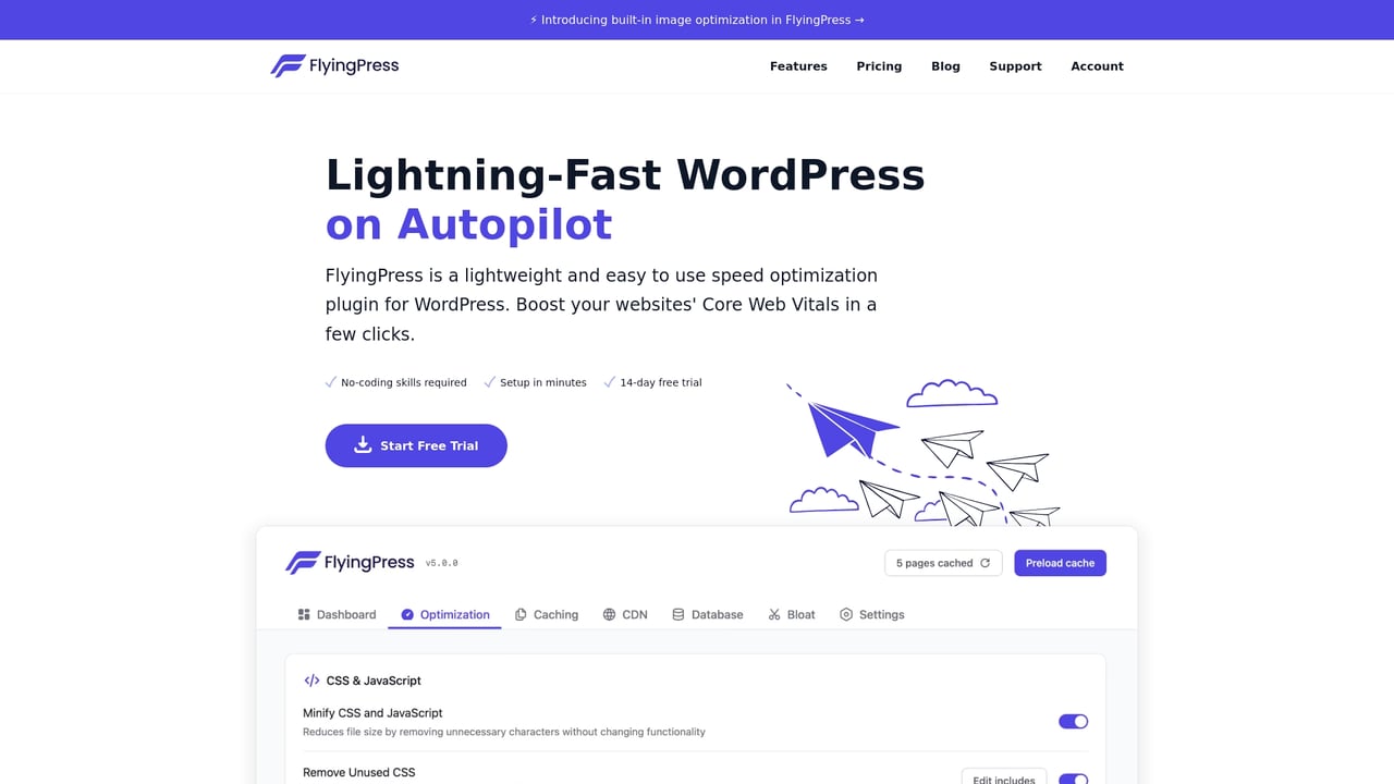 Screenshot of FlyingPress website