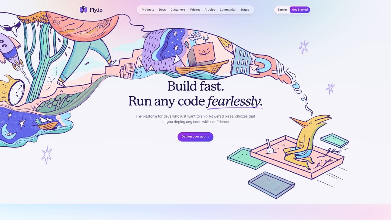Screenshot of Fly.io website