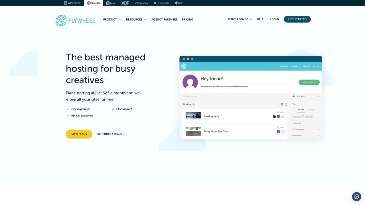 Screenshot of Flywheel website