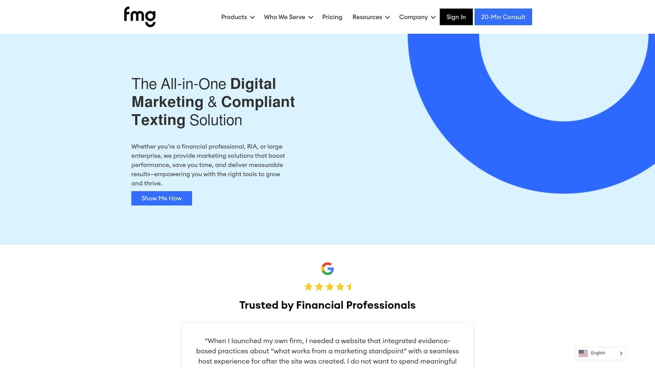 Screenshot of FMG Suite website