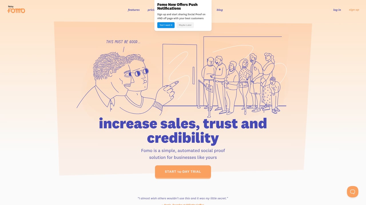 Screenshot of Fomo website