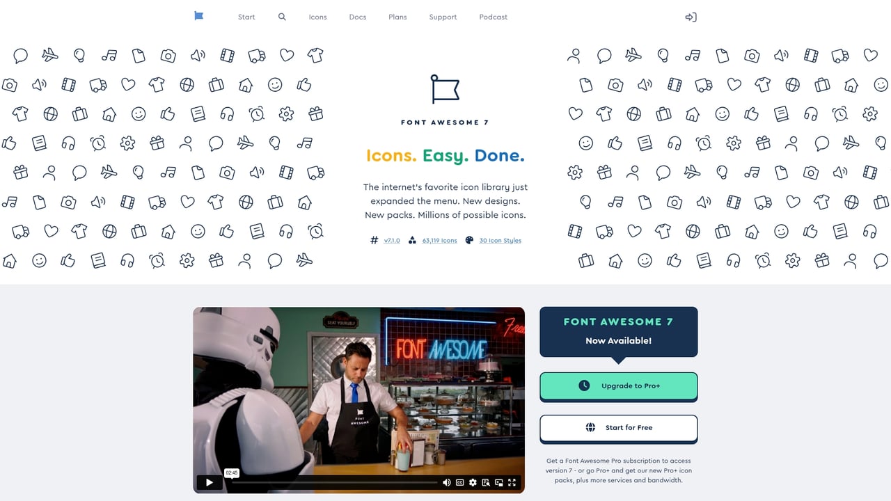Screenshot of Font Awesome website