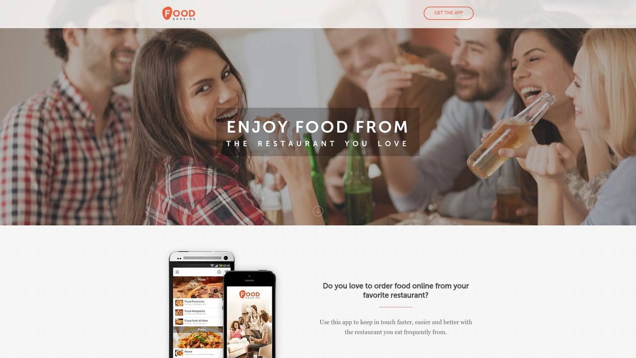 Screenshot of FoodBooking website