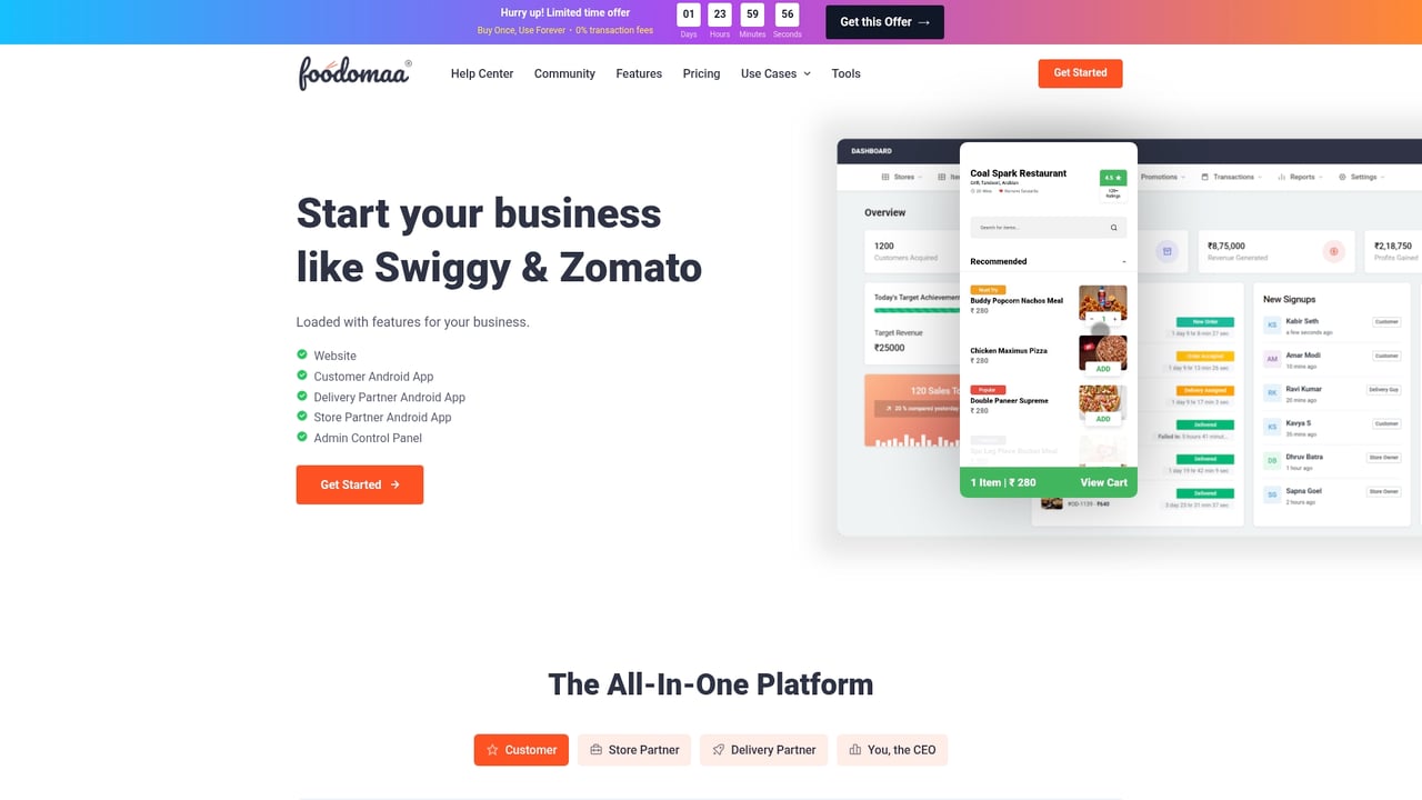 Screenshot of Foodomaa website