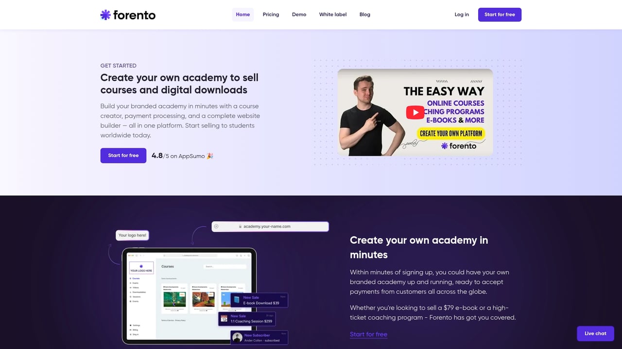 Screenshot of Forento website