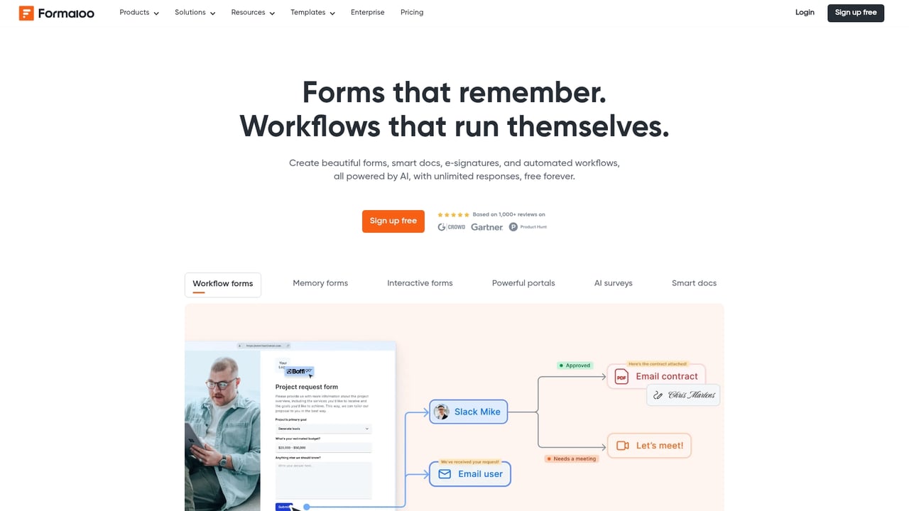 Screenshot of Formaloo website