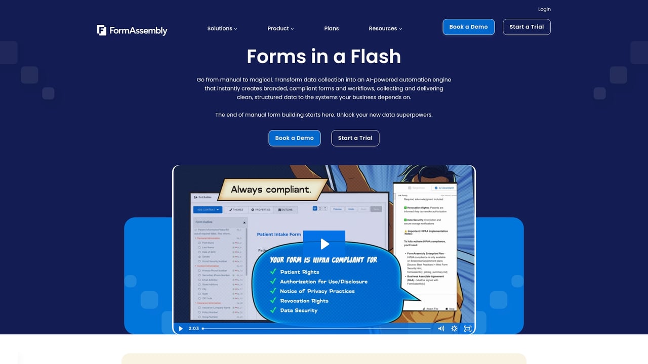 Screenshot of FormAssembly website