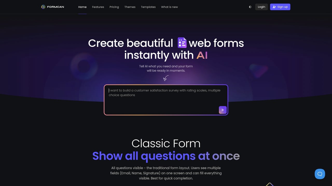 Screenshot of Formcan website