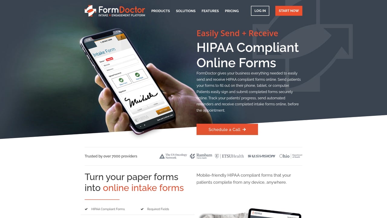 Screenshot of FormDr website