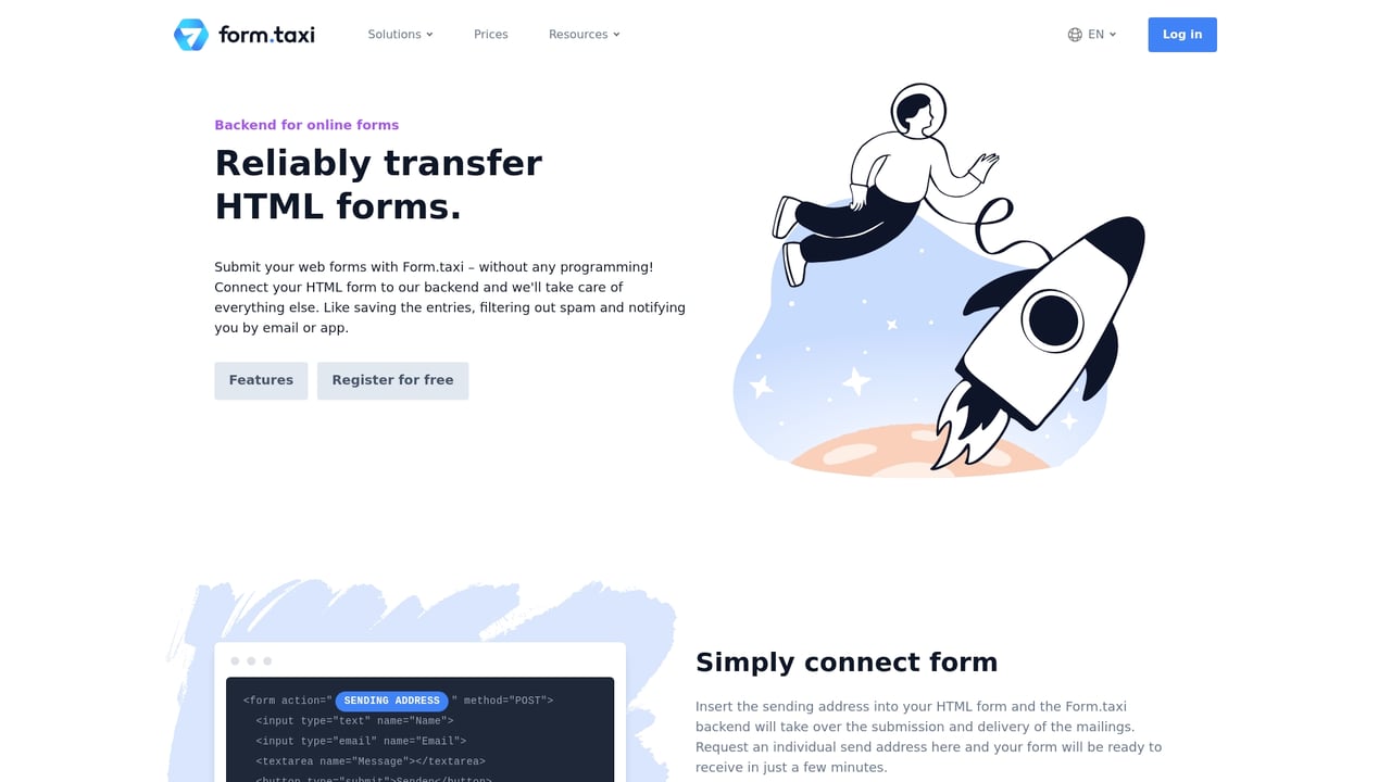Screenshot of Form.taxi website