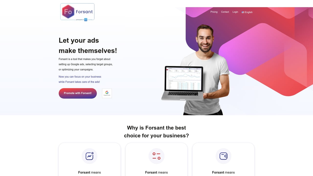 Screenshot of Forsant website