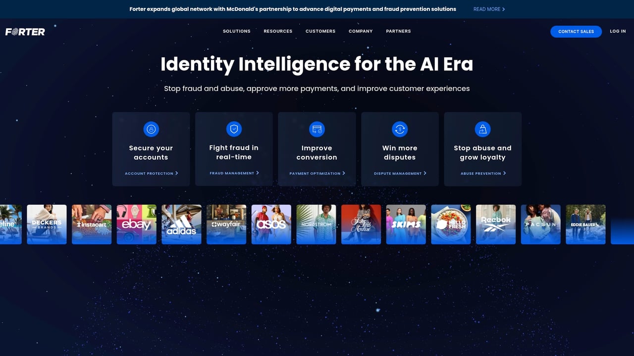 Screenshot of Forter website