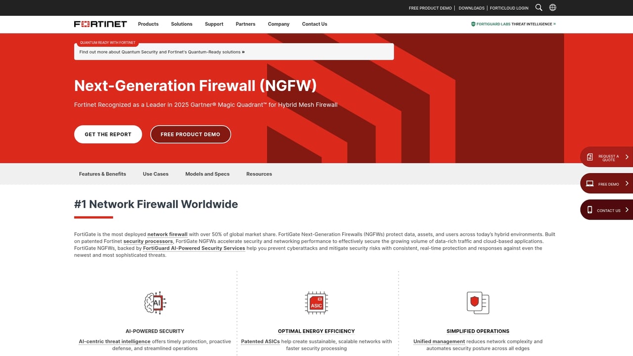 Screenshot of Fortinet FortiGate website