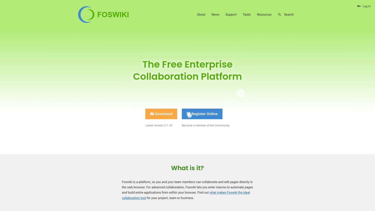Screenshot of Foswiki website