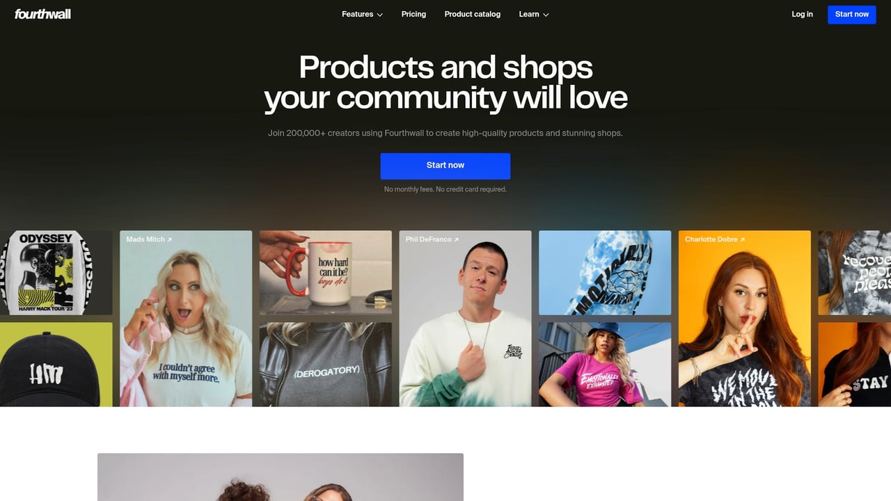 Screenshot of Fourthwall website