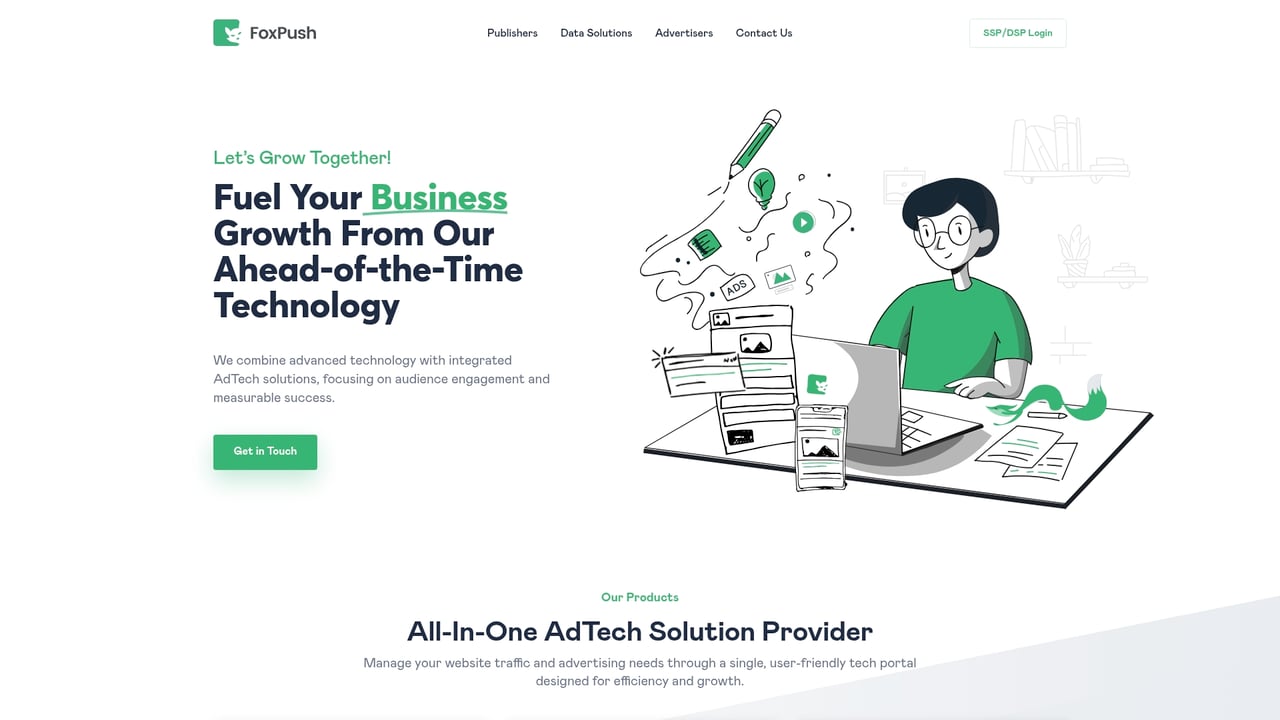 Screenshot of FoxPush website