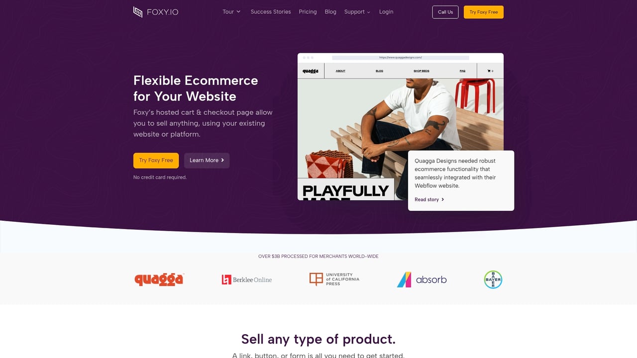 Screenshot of Foxy.io website